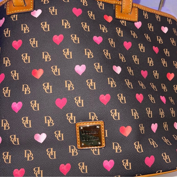 Dooney & Bourke Brown and Pink Heart Tote Bag - Picture 3 of 7